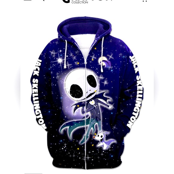 Jack Skelton Zip Up Hoodie. Size L. Polyester/Cotton. Black/Purple . NWT - Picture 1 of 12
